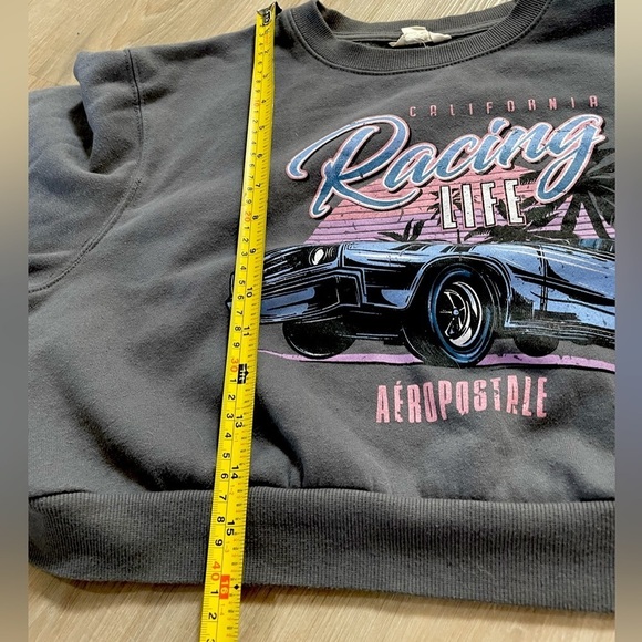 Cropped Grey Car Racing AEROPOSTALE Sweatshirt Size Small - Picture 9 of 9